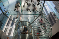 Apple flagship store, 5th Ave.  NYC. All glass entrance and elevator.