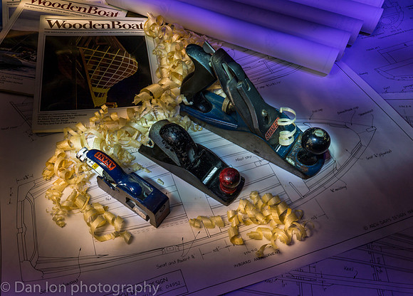 Light painting 2. Hand planes and wood shavings.