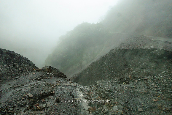 Treacherous mountain roads over the Andes. About 13,600 feet high here.