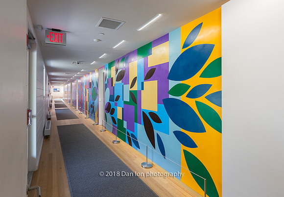 Grace Farms, West barn, art work in hallway