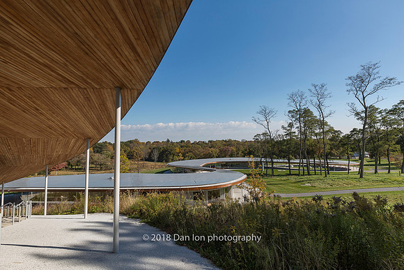 Grace Farms, the River, looking downhill from the Sanctuary