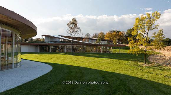 Grace Farms, the River, the Library in center