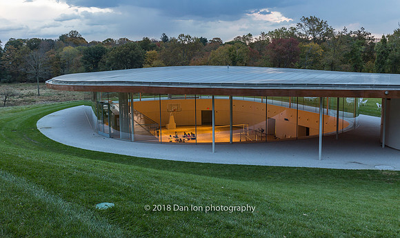 Grace Farms, the River, the Court at dusk