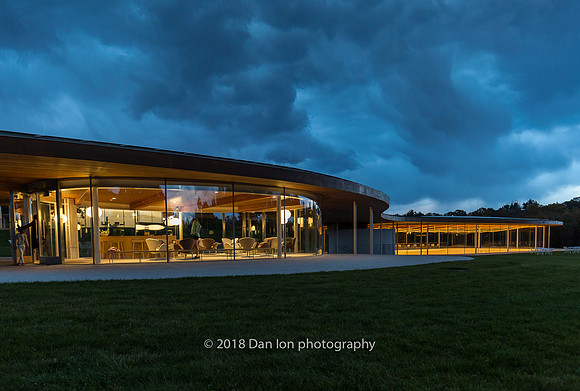 Grace Farms, the River, the Pavilion as storm approaches