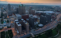 Gateway Arch, Looking North with The Dome at America's Center in the distance