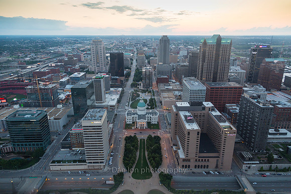 Gateway Arch. Downtown St. Louis just after sunset
