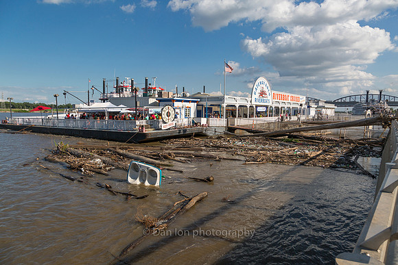 The power of the Mississippi. Debris from recent floods