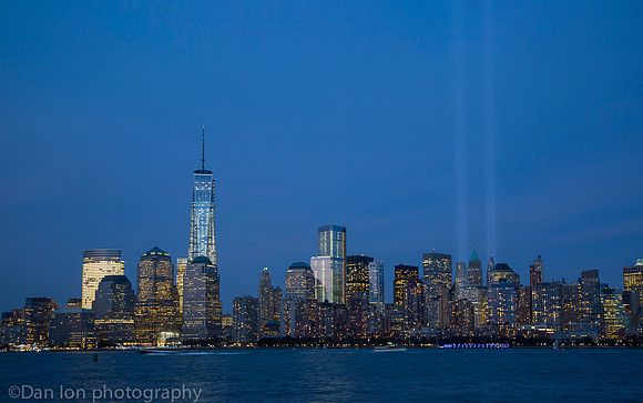 Tribute in Light at Ground Zero viewed from Empty Sky 9/11 Memorial, Liberty State Park NJ