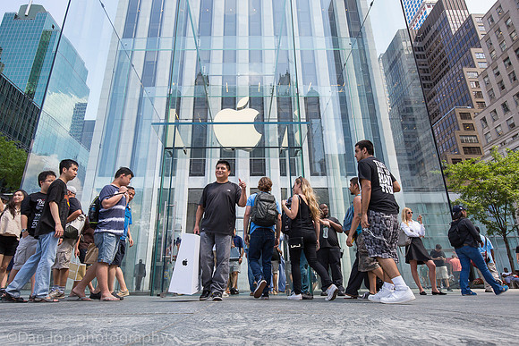 Apple flagship store, 5th Ave.  NYC. Happy customer.
