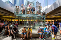 Apple flagship store, 5th Ave.  NYC. Hard to find a place to rest.