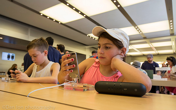 Apple flagship store, 5th Ave.  NYC. Some of the youngest customers
