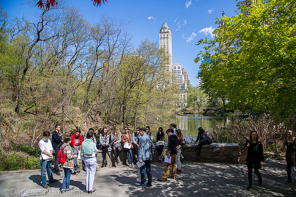 Central park, class meeting by The Pond, New York City