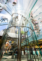 Apple flagship store, 5th Ave.  NYC. All glass entrance and elevator.
